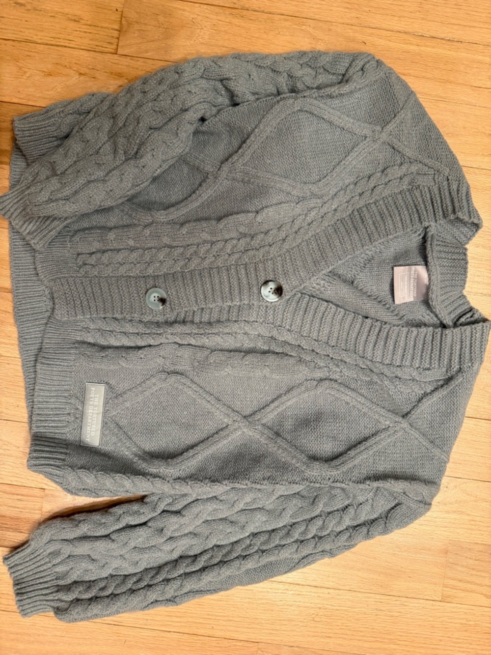 Taylor Swift TTPD Gray Cable Knit Cardigan Sweater - Classic Shawl Collar